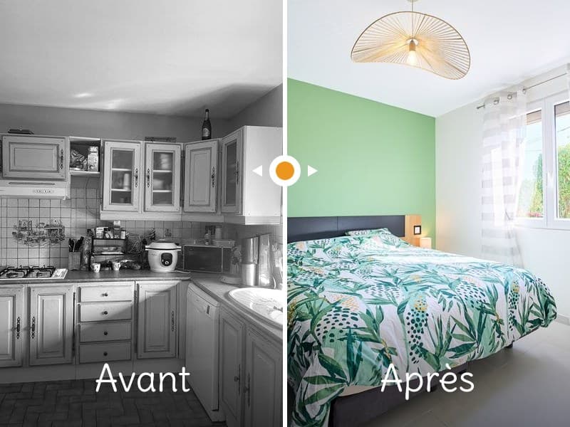 Rénovation d'une maison familiale à Maison Rouge, près de Provins (77) : cuisine ouverte avec îlot, verrière, salle de bains agrandie et second WC. Conception complète jusqu'à l'avant-projet détaillé.