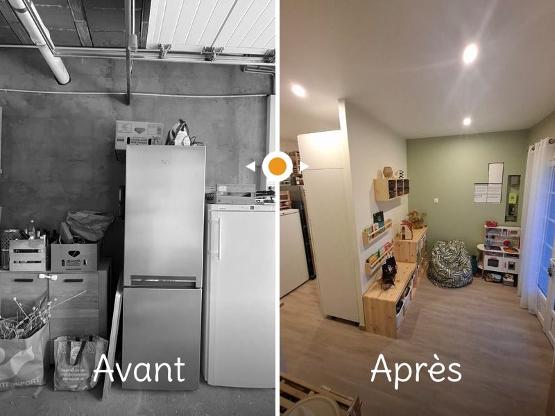 Architecture d'intérieur Transformer un garage en buanderie, cellier et salle de jeux à Yerres (91) : le projet « Le Casier » à Provins par Pauline Bruniaux Bel-Étage