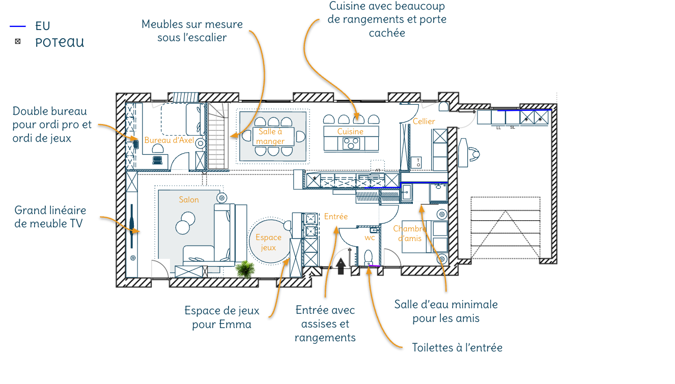 Maison neuve à Galluis - plan d'avant-projet détaillé issu de l'étude de potentiel