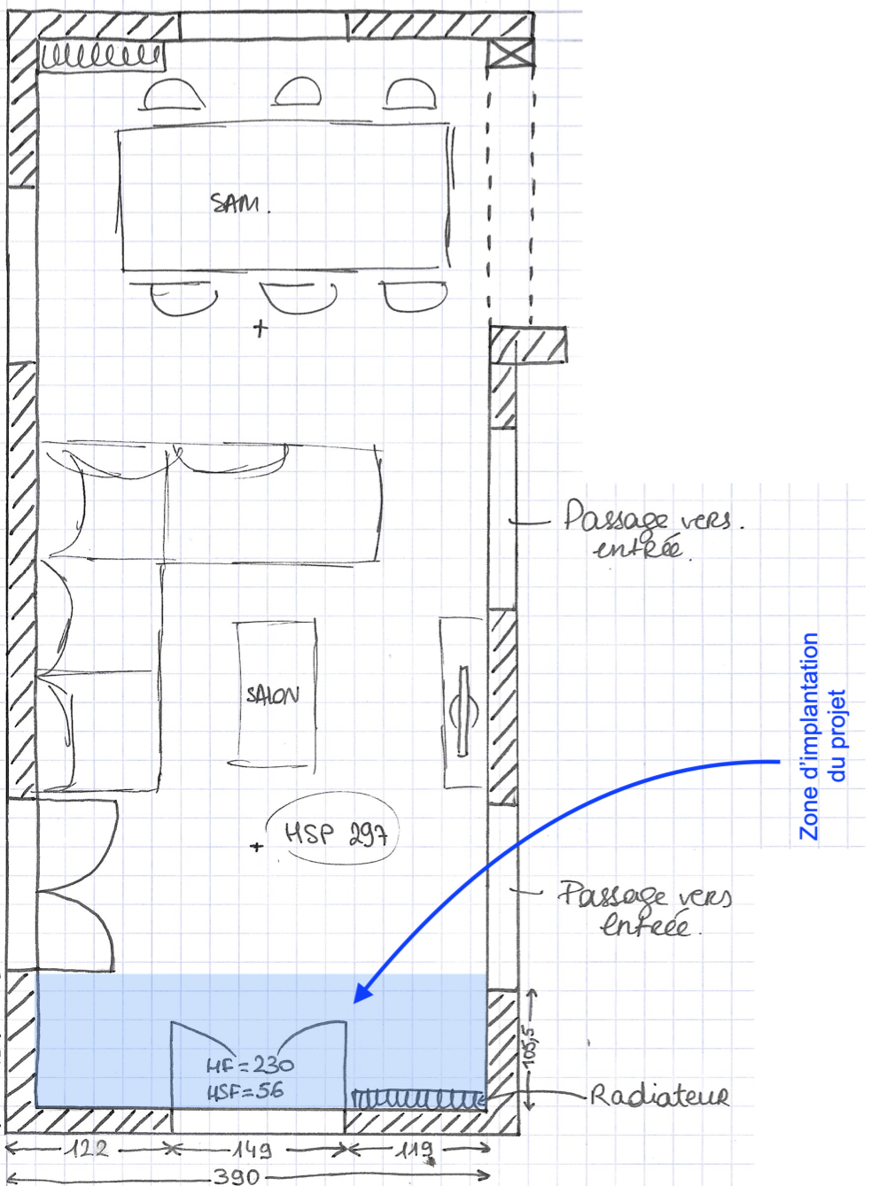 Aménagement d'un salon moderne à Provins - plan rapide