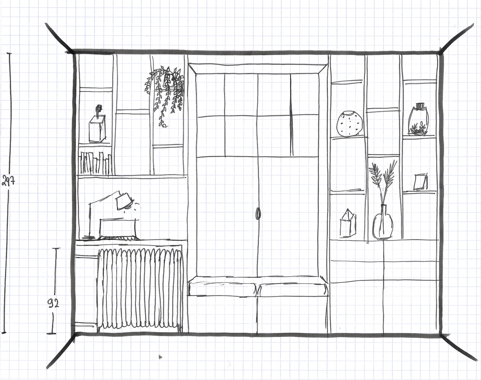 Aménagement d'un salon moderne à Provins - croquis projection face