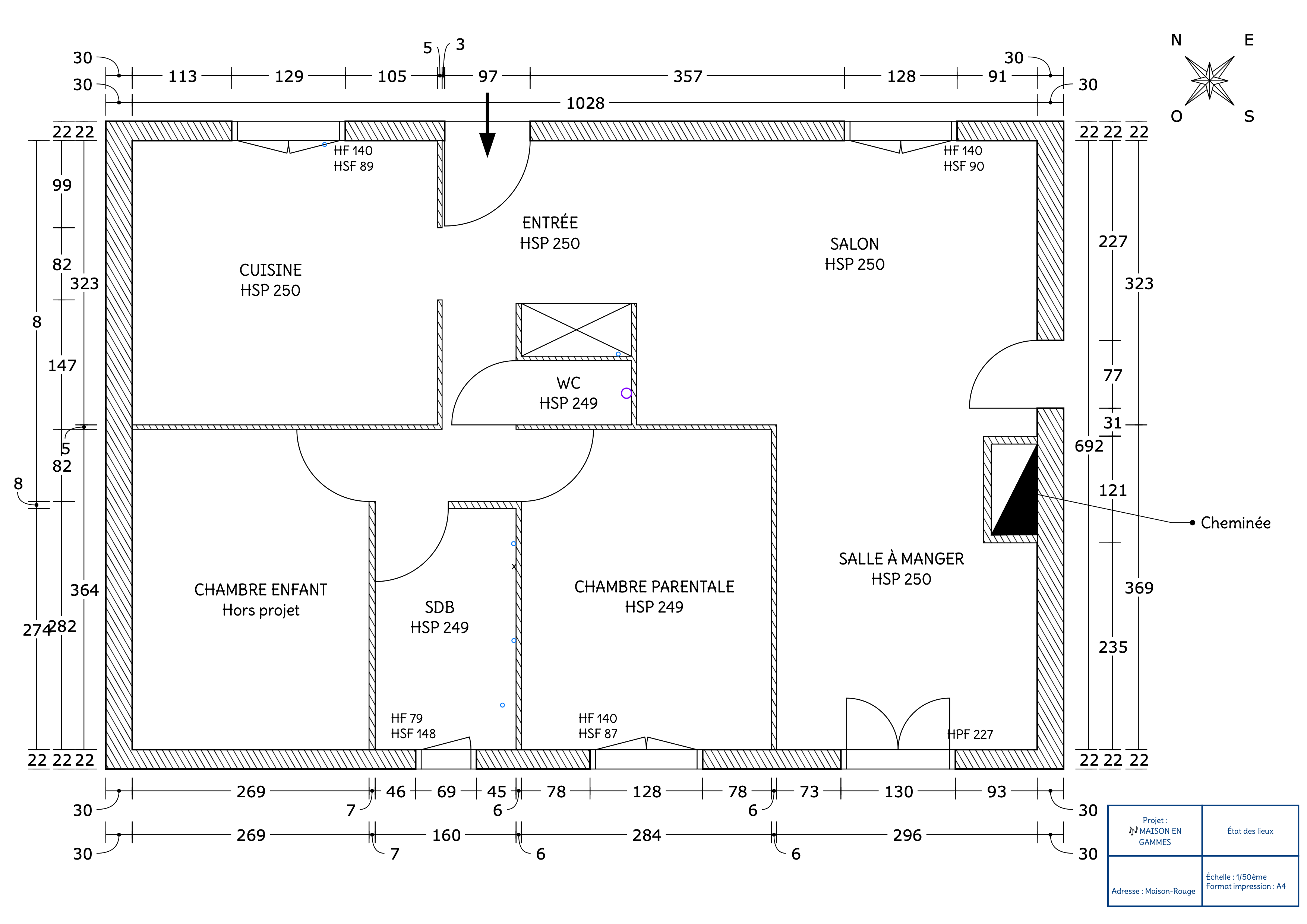 Rénovation d'une maison familiale à Maison Rouge près de Provins - plan de l'état des lieux