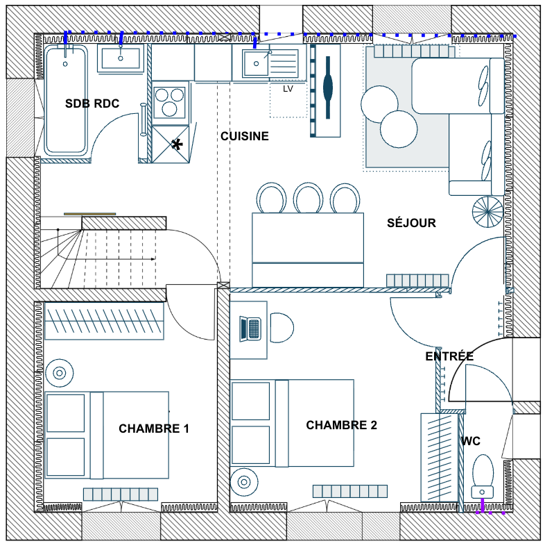 Rénovation d'une maison locative à Villiers-Saint-Georges près de Provins - plan d'avant-projet détaillé des deux niveaux