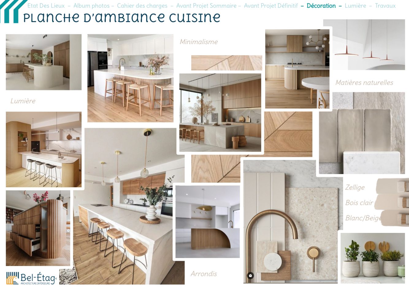 Construction d'une maison neuve à Galluis dans les Yvelines - planche d'ambiance de la cuisine